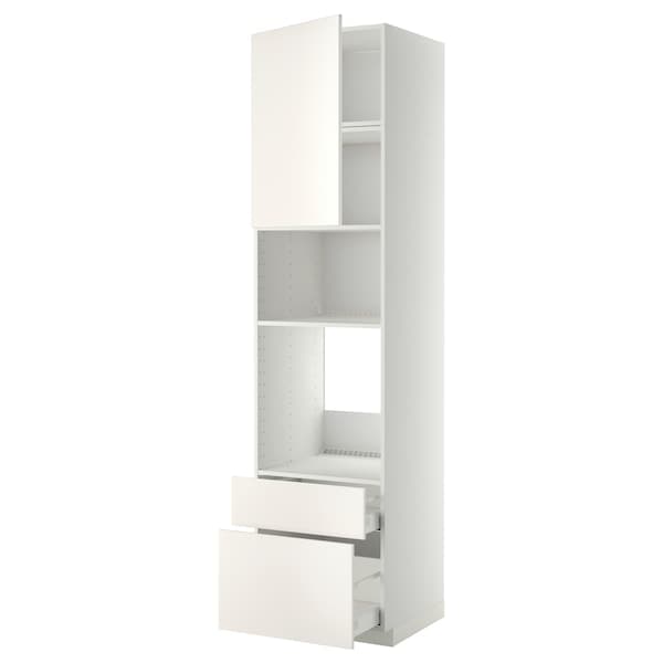 METOD / MAXIMERA - High cab f oven/micro w dr/2 drwrs, white/Veddinge white, 60x60x240 cm - best price from Maltashopper.com 79458053