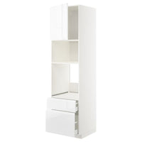 METOD / MAXIMERA high cabinet f built-in appliances, white/Voxtorp high-gloss/white, 60x60x220 cm