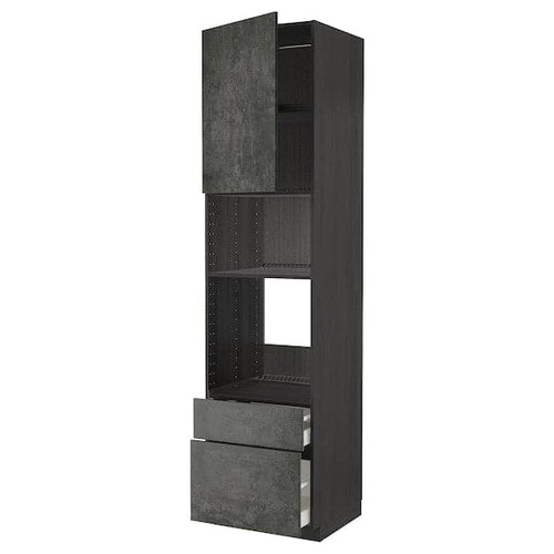 METOD / MAXIMERA - Oven/microwave/anta/2cassette cabinet , 60x60x240 cm