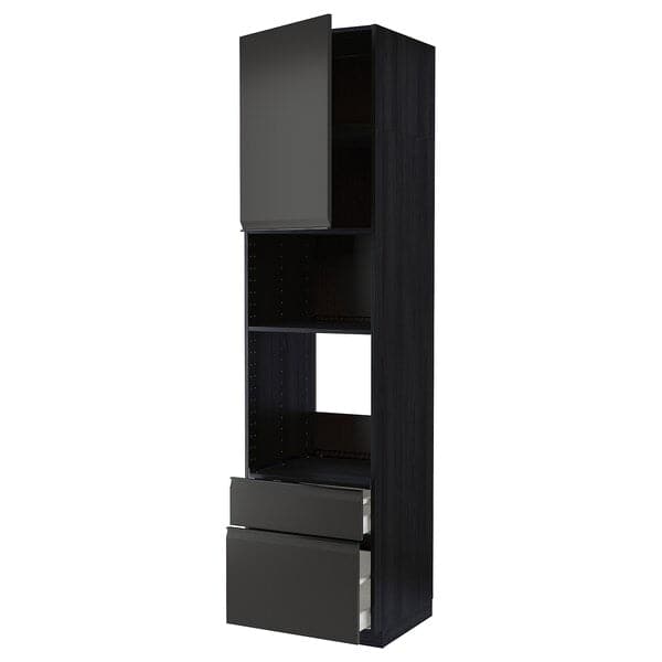 Ikea METOD / MAXIMERA - High cab f oven/micro w dr/2 drwrs, black/Upplöv matt anthracite, 60x60x240 cm