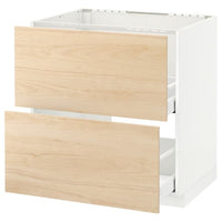 METOD / MAXIMERA - Base cab f sink+2 fronts/2 drawers, white/Askersund light ash effect, 80x60 cm - best price from Maltashopper.com 29216108