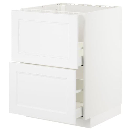 METOD / MAXIMERA - Base cab f sink+2 fronts/2 drawers, white/Axstad matt white, 60x60 cm