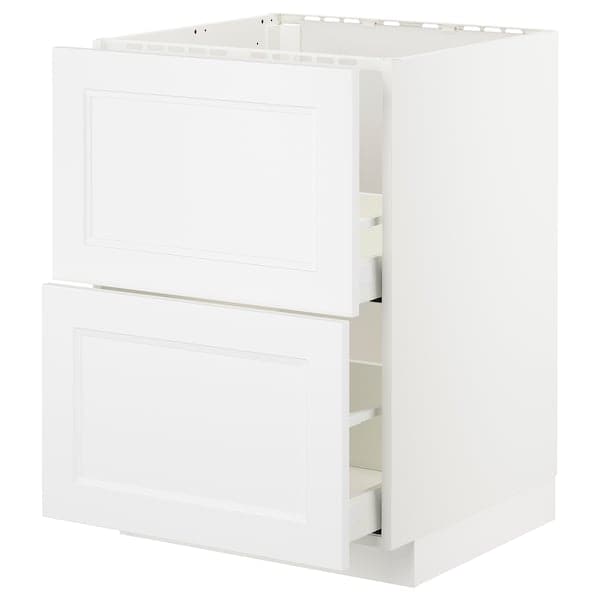 METOD / MAXIMERA - Base cab f sink+2 fronts/2 drawers, white/Axstad matt white, 60x60 cm