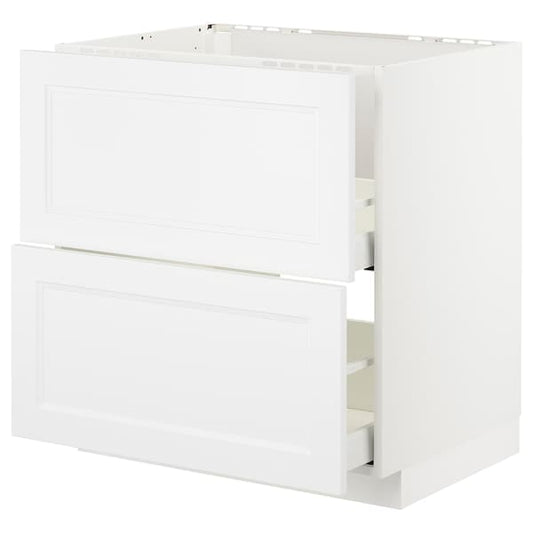 Ikea METOD / MAXIMERA - Base cab f sink+2 fronts/2 drawers, white/Axstad matt white, 80x60 cm