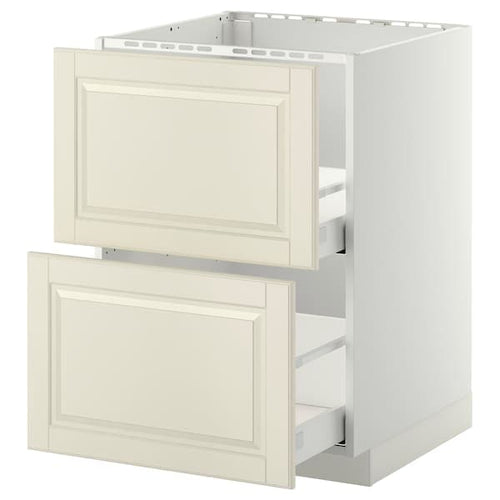 METOD / MAXIMERA - Base cab f sink+2 fronts/2 drawers, white/Bodbyn off-white, 60x60 cm