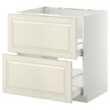 METOD / MAXIMERA base cab f sink+2 fronts/2 drawers, white/Bodbyn off-white, 80x60 cm