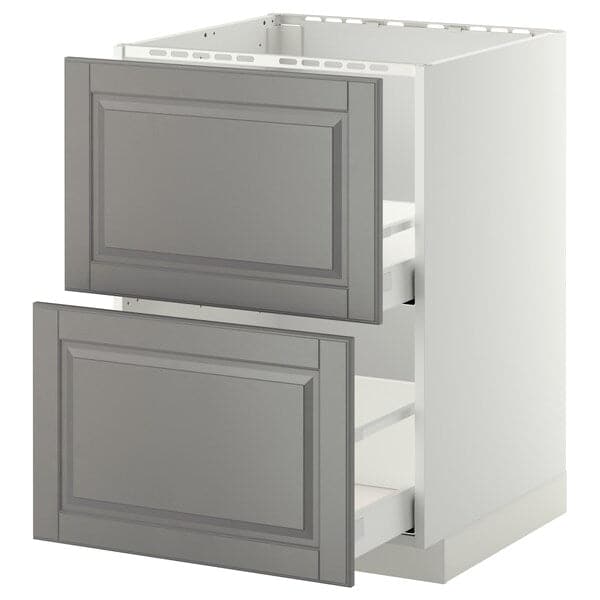METOD / MAXIMERA - Base cab f sink+2 fronts/2 drawers, white/Bodbyn grey, 60x60 cm - best price from Maltashopper.com 89105013
