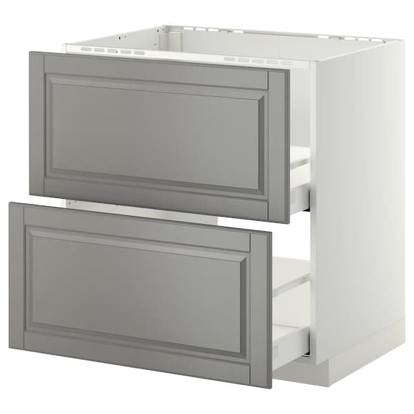 METOD / MAXIMERA - Base cab f sink+2 fronts/2 drawers, white/Bodbyn grey, 80x60 cm - best price from Maltashopper.com 89105065