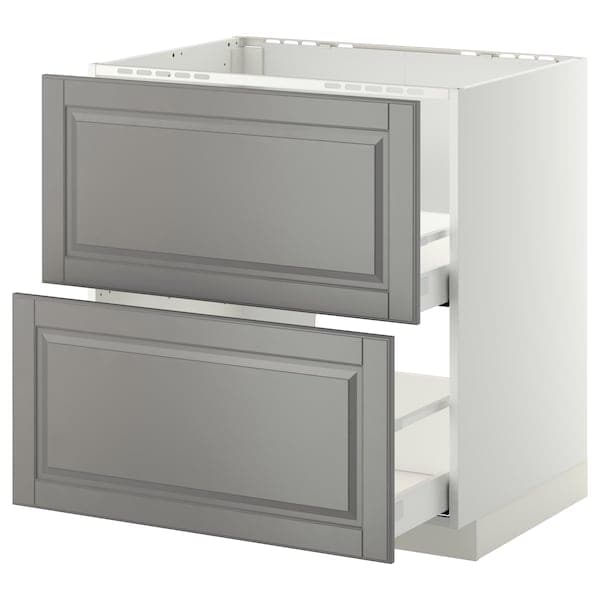 Ikea METOD / MAXIMERA - Base cab f sink+2 fronts/2 drawers, white/Bodbyn grey, 80x60 cm
