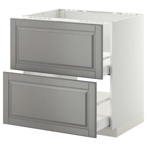 METOD / MAXIMERA - Base cab f sink+2 fronts/2 drawers, white/Bodbyn grey, 80x60 cm