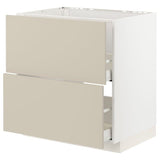 METOD / MAXIMERA base cab f sink+2 fronts/2 drawers, white/Havstorp beige, 80x60 cm