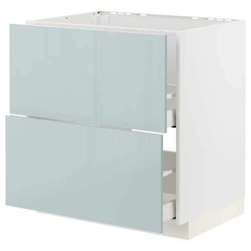 METOD / MAXIMERA - Base cab f sink+2 fronts/2 drawers, white/Kallarp light grey-blue, 80x60 cm