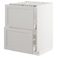 METOD / MAXIMERA - Base cab f sink+2 fronts/2 drawers, white/Lerhyttan light grey, 60x60 cm - best price from Maltashopper.com 99274350