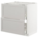 METOD / MAXIMERA base cab f sink+2 fronts/2 drawers, white/Lerhyttan light grey, 80x60 cm