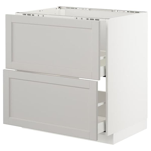 METOD / MAXIMERA - Base cab f sink+2 fronts/2 drawers, white/Lerhyttan light grey, 80x60 cm
