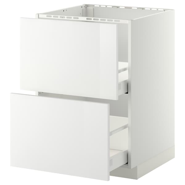 METOD / MAXIMERA - Base cab f sink+2 fronts/2 drawers, white/Ringhult white, 60x60 cm - best price from Maltashopper.com 89105008