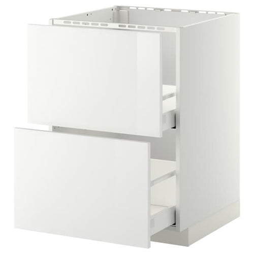 METOD / MAXIMERA - METOD / MAXIMERA Base cab f sink+2 fronts/2 drawers, white/Ringhult white, 60x60 cm