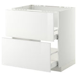 METOD / MAXIMERA base cab f sink+2 fronts/2 drawers, white/Ringhult white, 80x60 cm