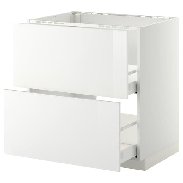 METOD / MAXIMERA - Base cab f sink+2 fronts/2 drawers, white/Ringhult white, 80x60 cm - best price from Maltashopper.com 99105060