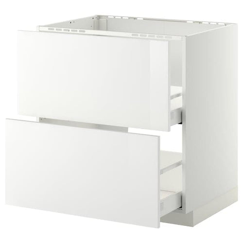 METOD / MAXIMERA - Base cab f sink+2 fronts/2 drawers, white/Ringhult white, 80x60 cm