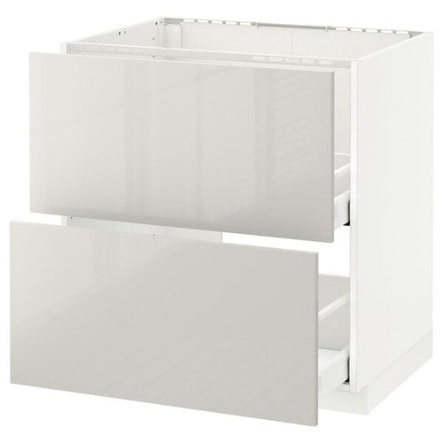 METOD / MAXIMERA - Base cab f sink+2 fronts/2 drawers, white/Ringhult light grey, 80x60 cm