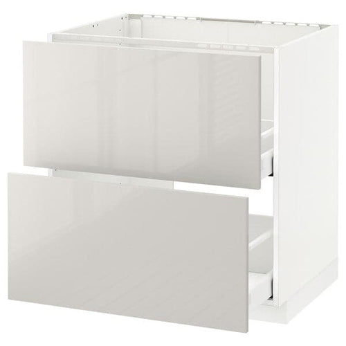 METOD / MAXIMERA - METOD / MAXIMERA Base cab f sink+2 fronts/2 drawers, white/Ringhult light grey, 80x60 cm