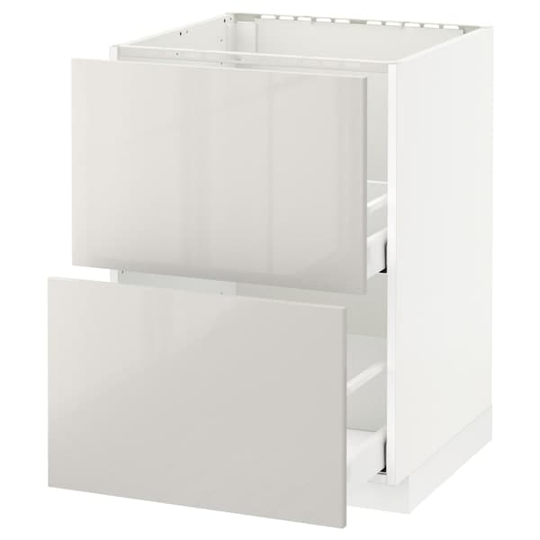 METOD / MAXIMERA - Base cab f sink+2 fronts/2 drawers, white/Ringhult light grey, 60x60 cm - best price from Maltashopper.com 19168419