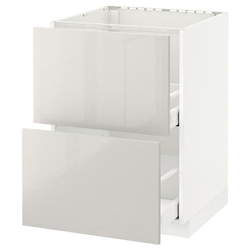 METOD / MAXIMERA - Base cab f sink+2 fronts/2 drawers, white/Ringhult light grey, 60x60 cm