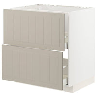 METOD / MAXIMERA - Base cab f sink+2 fronts/2 drawers, white/Stensund beige, 80x60 cm - best price from Maltashopper.com 69408087