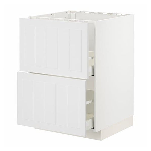 METOD / MAXIMERA - Base cab f sink+2 fronts/2 drawers, white/Stensund white, 60x60 cm