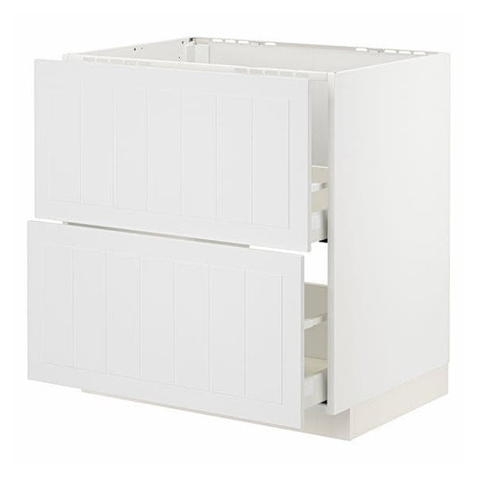 Ikea METOD / MAXIMERA - Base cab f sink+2 fronts/2 drawers, white/Stensund white, 80x60 cm