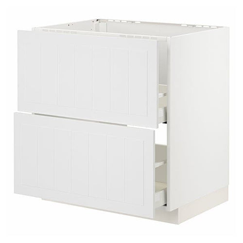 METOD / MAXIMERA - Base cab f sink+2 fronts/2 drawers, white/Stensund white, 80x60 cm