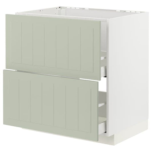 Ikea METOD / MAXIMERA - Base cab f sink+2 fronts/2 drawers, white/Stensund light green, 80x60 cm