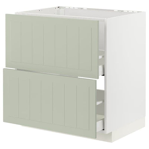 METOD / MAXIMERA - Base cab f sink+2 fronts/2 drawers, white/Stensund light green, 80x60 cm