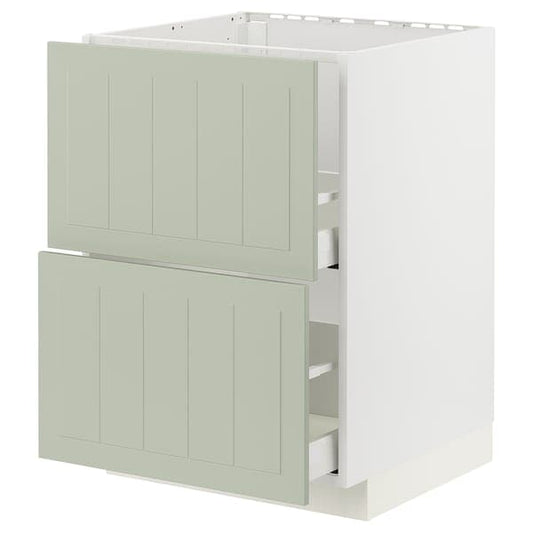 Ikea METOD / MAXIMERA - Base cab f sink+2 fronts/2 drawers, white/Stensund light green, 60x60 cm