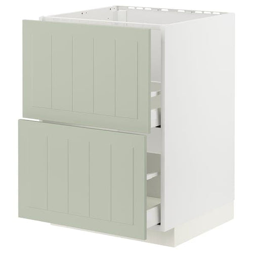 METOD / MAXIMERA - Base cab f sink+2 fronts/2 drawers, white/Stensund light green, 60x60 cm