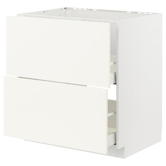 Ikea METOD / MAXIMERA - Base cab f sink+2 fronts/2 drawers, white/Vallstena white, 80x60 cm