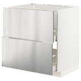 METOD / MAXIMERA base cab f sink+2 fronts/2 drawers, white/Vårsta stainless steel, 80x60 cm