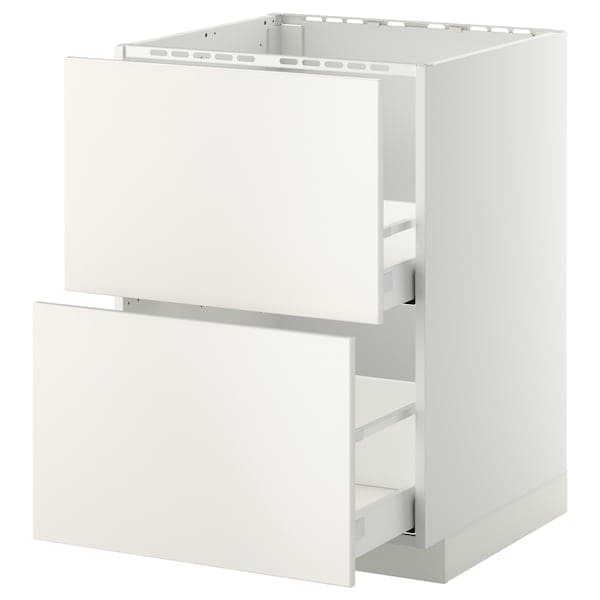 Ikea METOD / MAXIMERA - Base cab f sink+2 fronts/2 drawers, white/Veddinge white, 60x60 cm