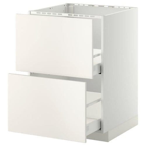 METOD / MAXIMERA base cab f sink+2 fronts/2 drawers, white/Veddinge white, 60x60 cm