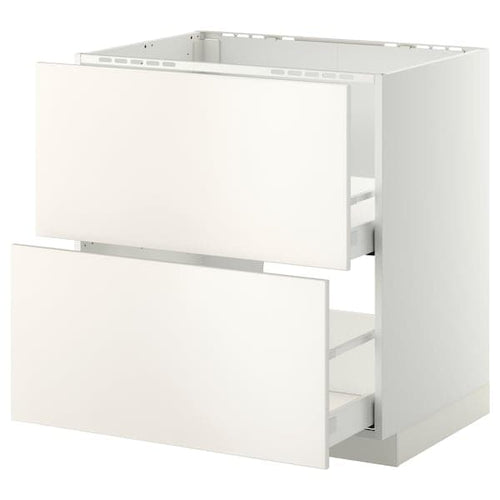 METOD / MAXIMERA - Base cab f sink+2 fronts/2 drawers, white/Veddinge white, 80x60 cm