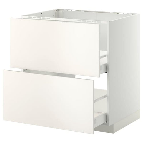 METOD / MAXIMERA base cab f sink+2 fronts/2 drawers, white/Veddinge white, 80x60 cm