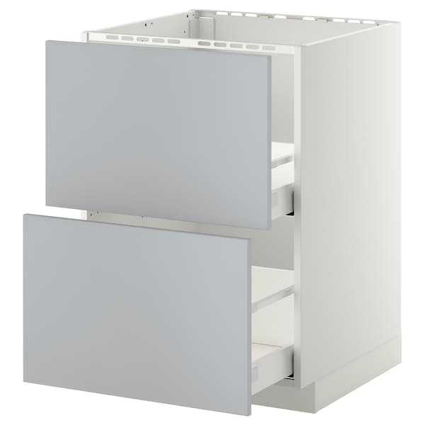 METOD / MAXIMERA - Base cab f sink+2 fronts/2 drawers, white/Veddinge grey, 60x60 cm - best price from Maltashopper.com 19105021