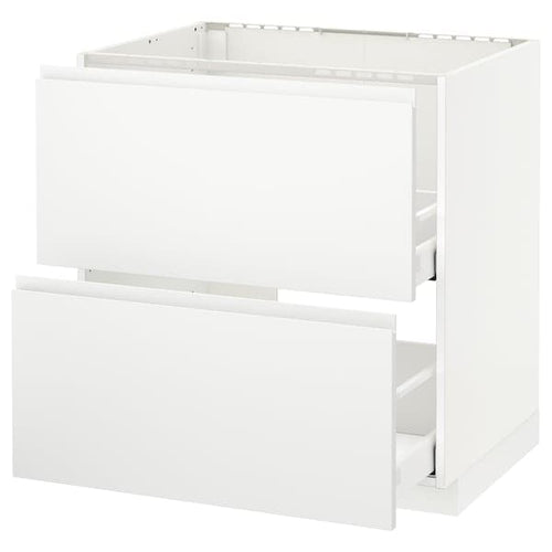 METOD / MAXIMERA - Base cab f sink+2 fronts/2 drawers, white/Voxtorp matt white, 80x60 cm