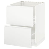 METOD / MAXIMERA base cab f sink+2 fronts/2 drawers, white/Voxtorp matt white, 60x60 cm