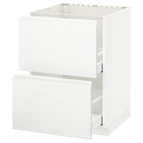 Ikea METOD / MAXIMERA - Base cab f sink+2 fronts/2 drawers, white/Voxtorp matt white, 60x60 cm