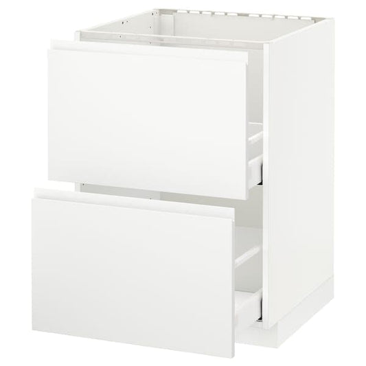 Ikea METOD / MAXIMERA - Base cab f sink+2 fronts/2 drawers, white/Voxtorp matt white, 60x60 cm