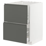 METOD / MAXIMERA base cab f sink+2 fronts/2 drawers, white/Voxtorp dark grey, 60x60 cm