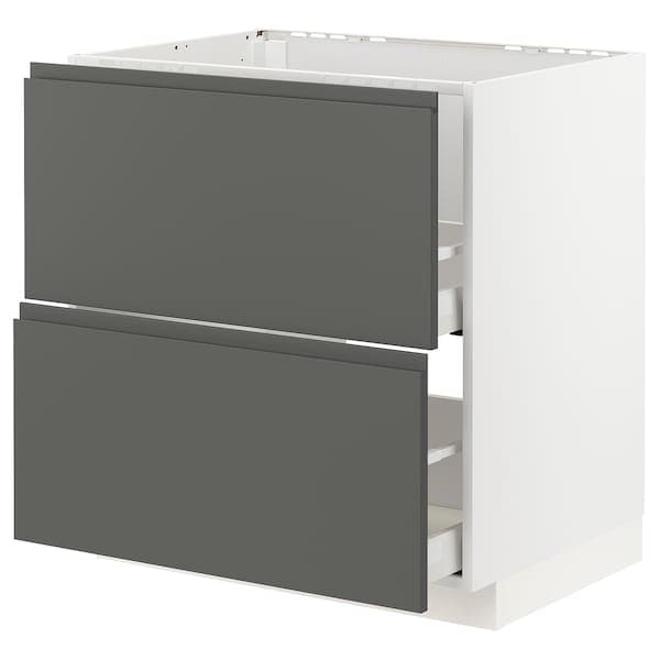 Ikea METOD / MAXIMERA - Base cab f sink+2 fronts/2 drawers, white/Voxtorp dark grey, 80x60 cm