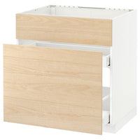 METOD / MAXIMERA - Base cab f sink+3 fronts/2 drawers, white/Askersund light ash effect, 80x60 cm - best price from Maltashopper.com 89216105